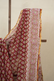 Red HBP Chiffon Saree - SRRHGS21