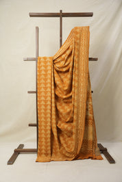 Ochre Yellow HBP Cotton Saree - SROYCS3135
