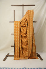 Ochre Yellow HBP Cotton Saree - SROYCS3135