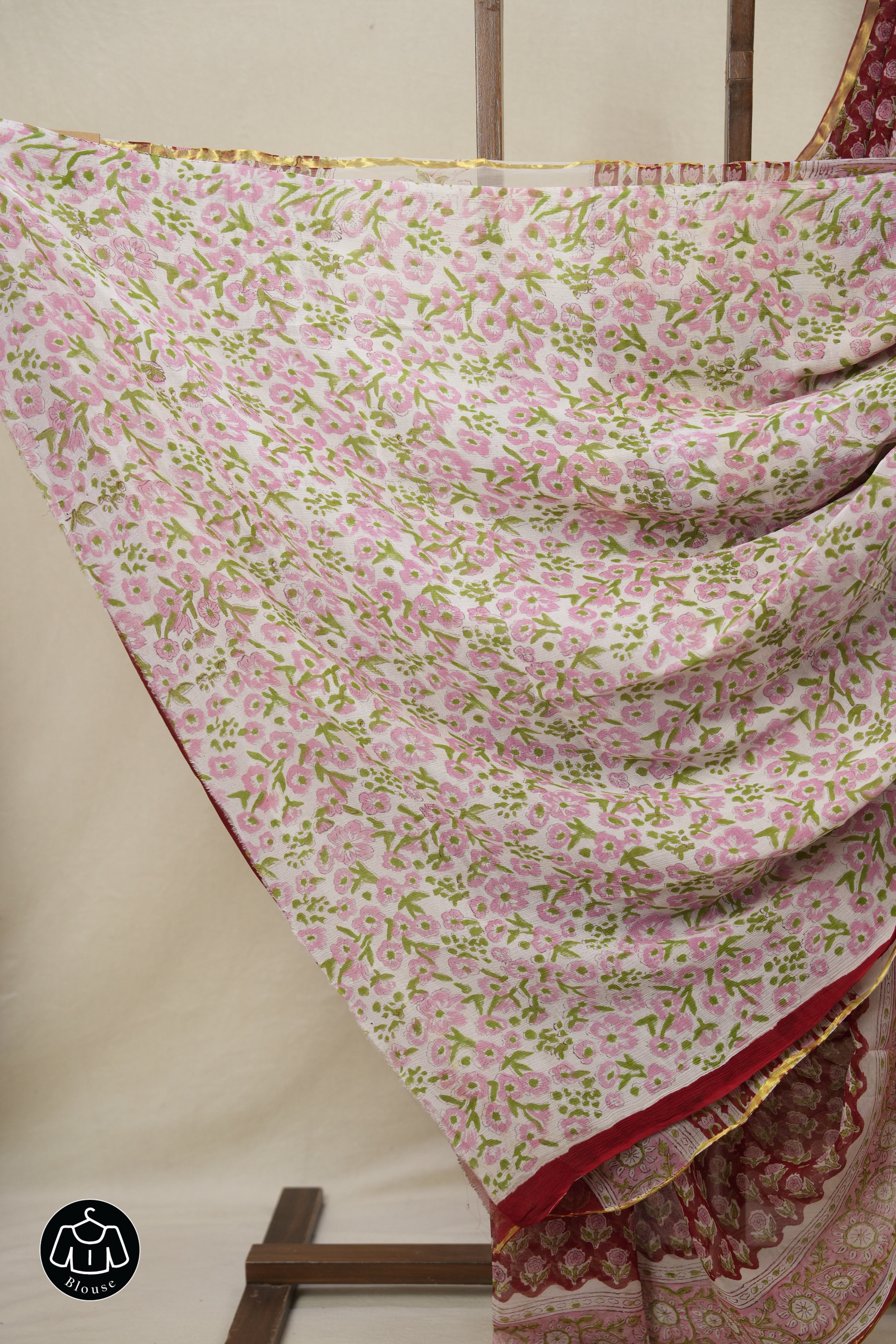 Red HBP Chiffon Saree - SRRHGS21