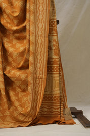Ochre Yellow HBP Cotton Saree - SROYCS3135