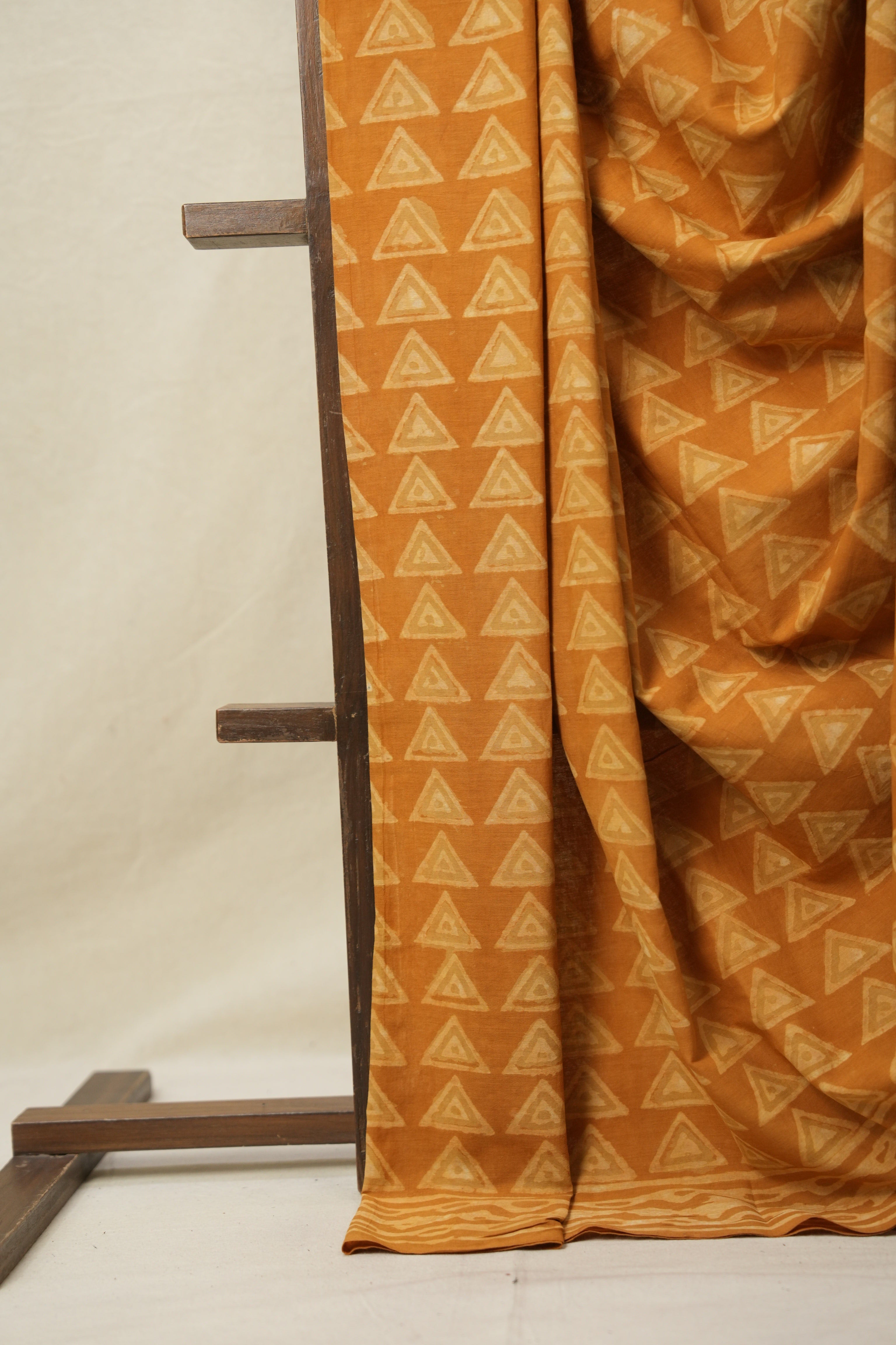 Ochre Yellow HBP Cotton Saree - SROYCS3135