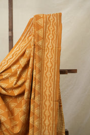Ochre Yellow HBP Cotton Saree - SROYCS3135