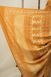 Ochre Yellow HBP Cotton Saree - SROYCS3135