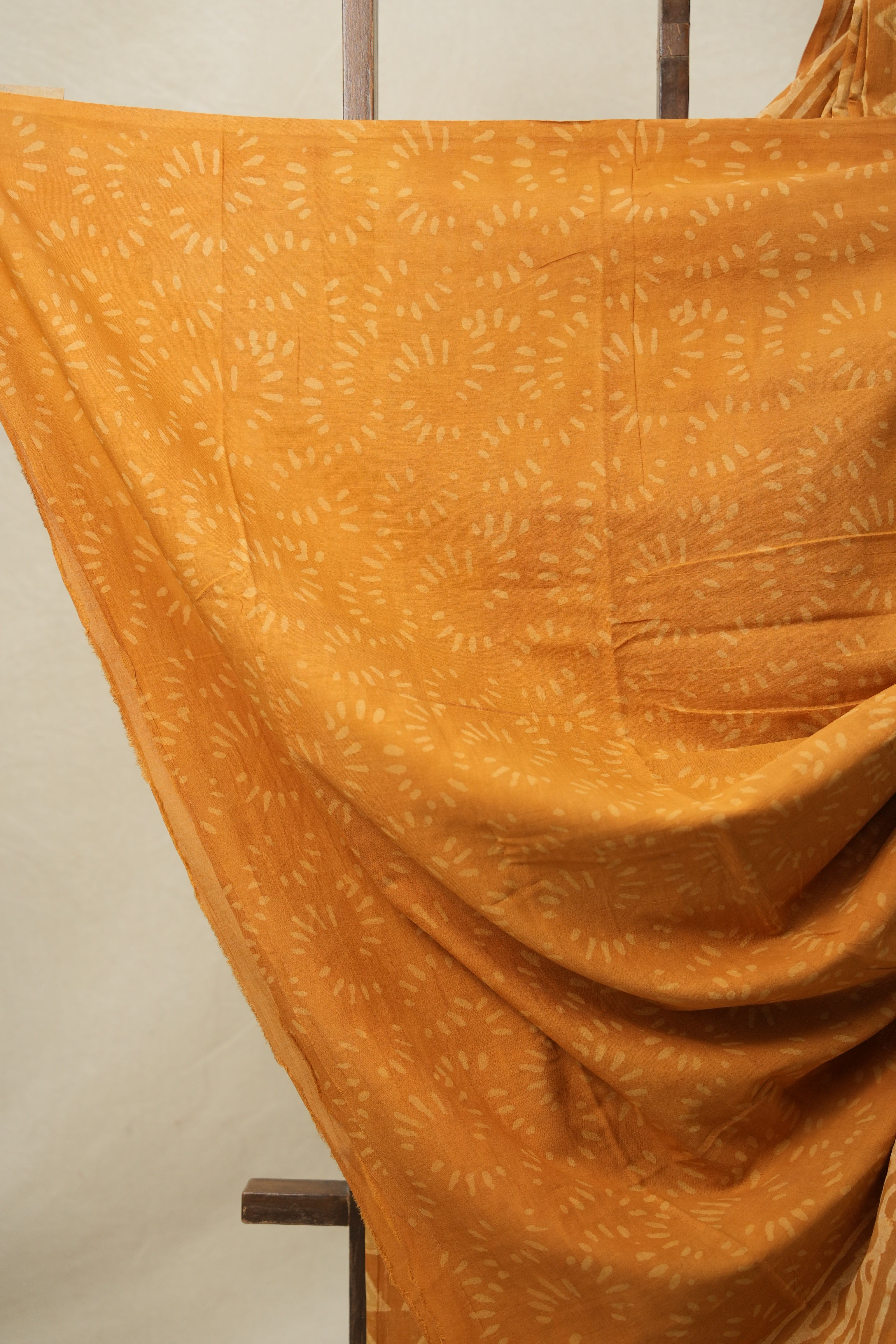 Ochre Yellow HBP Cotton Saree - SROYCS3135