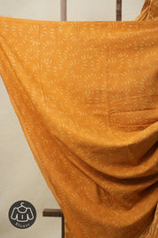 Ochre Yellow HBP Cotton Saree - SROYCS3135