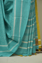 Sea Blue HBP Cotton Saree - SRSBCS3474