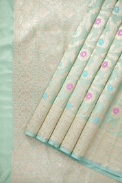 Light Aqua Banarasi Silk Saree - Saavari - SSLABSS54