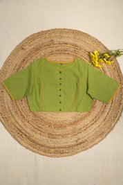 Green Round-Neck Plain Blouse-SRBGCRNPB13