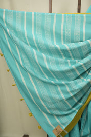 Sea Blue HBP Cotton Saree - SRSBCS3474