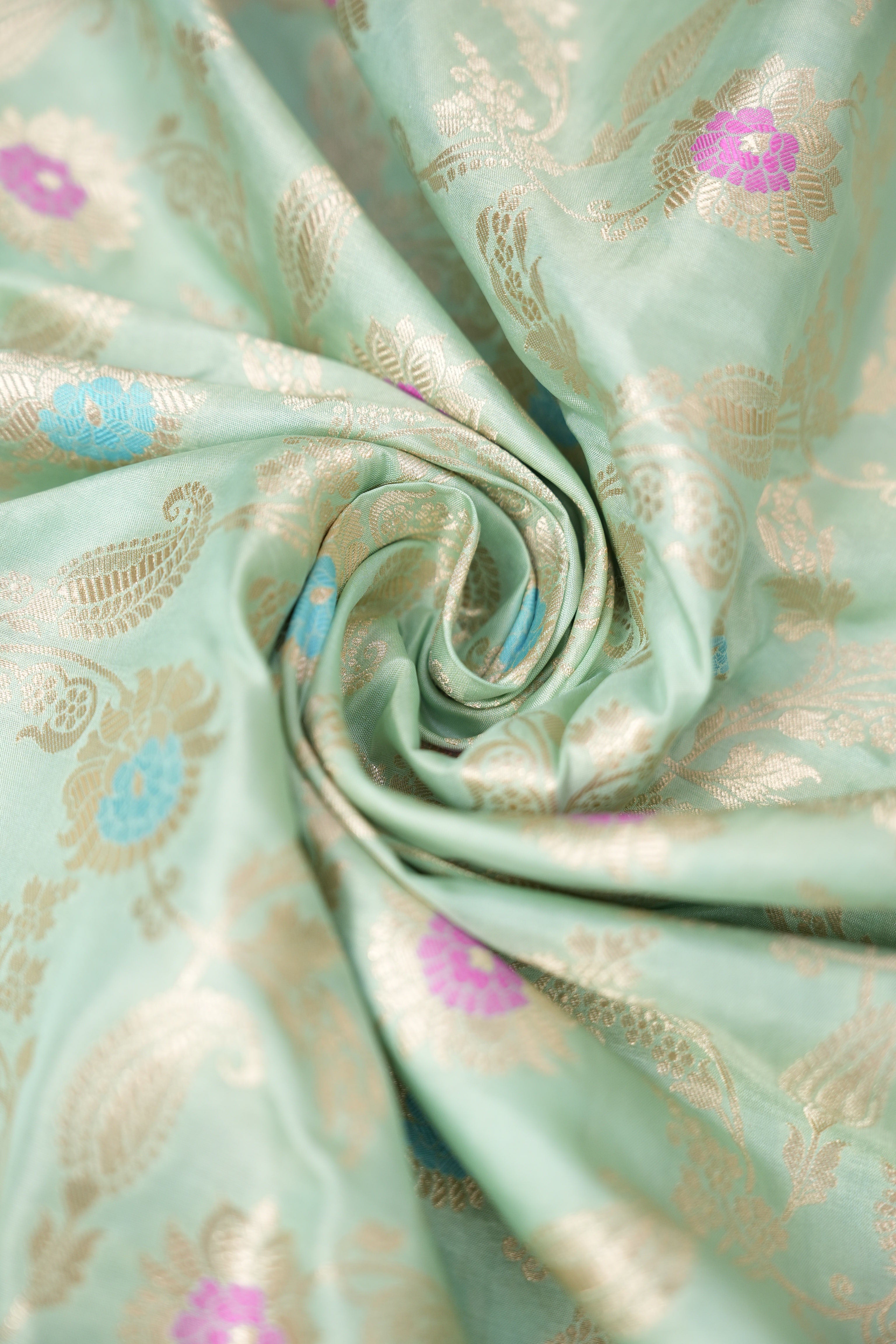 Light Aqua Banarasi Silk Saree - Saavari - SSLABSS54
