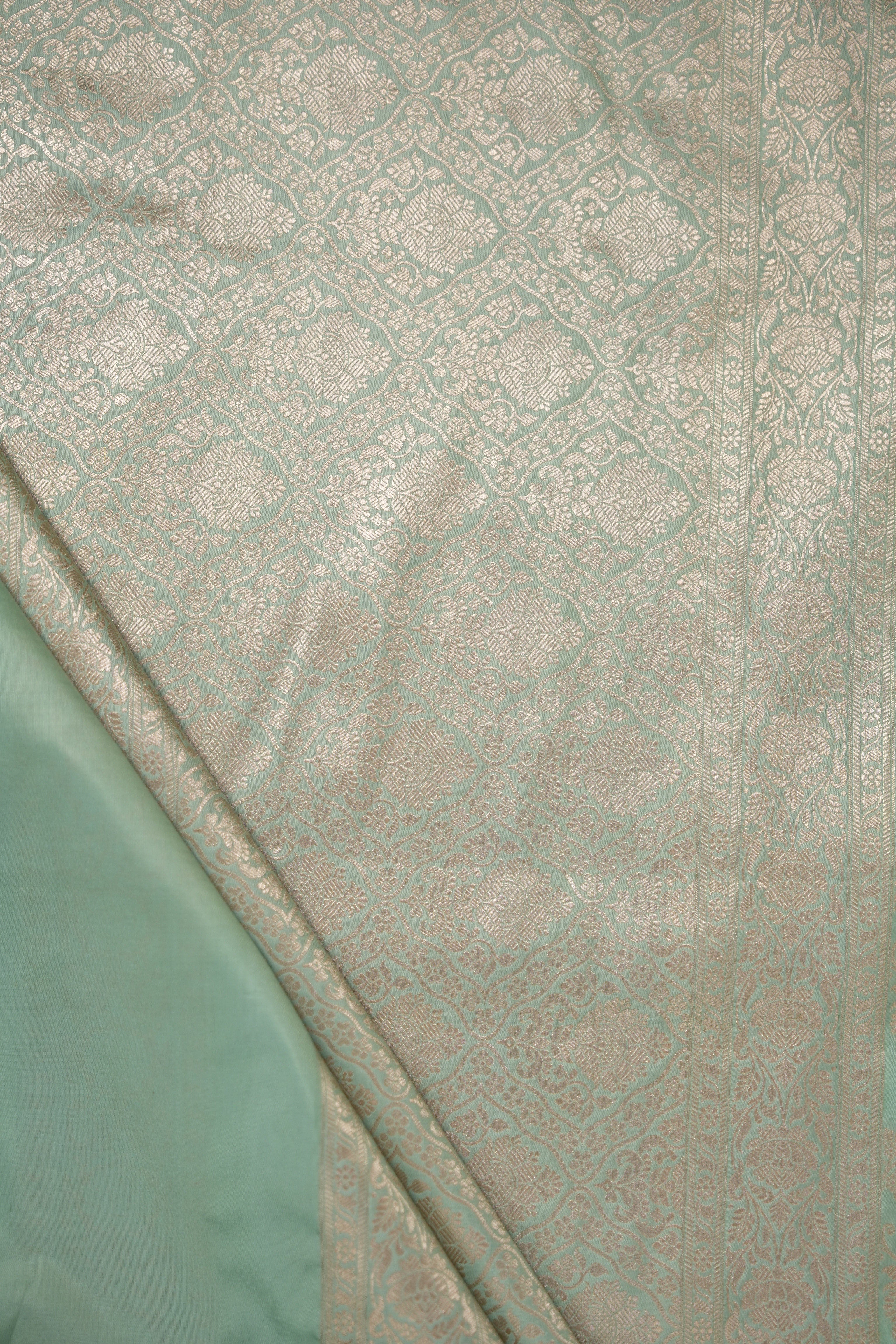 Light Aqua Banarasi Silk Saree - Saavari - SSLABSS54