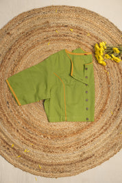 Green Round-Neck Plain Blouse-SRBGCRNPB13