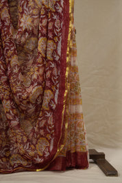 Red HBP Chiffon Saree - SRRHCS25