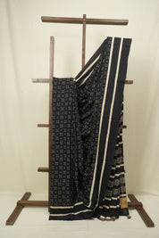 Black HBP Cotton Saree - SRBCS3473