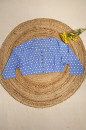 Round Neck Blue HBP Cotton Blouse-SRRNBCB24