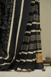 Black HBP Cotton Saree - SRBCS3473