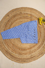 Round Neck Blue HBP Cotton Blouse-SRRNBCB24