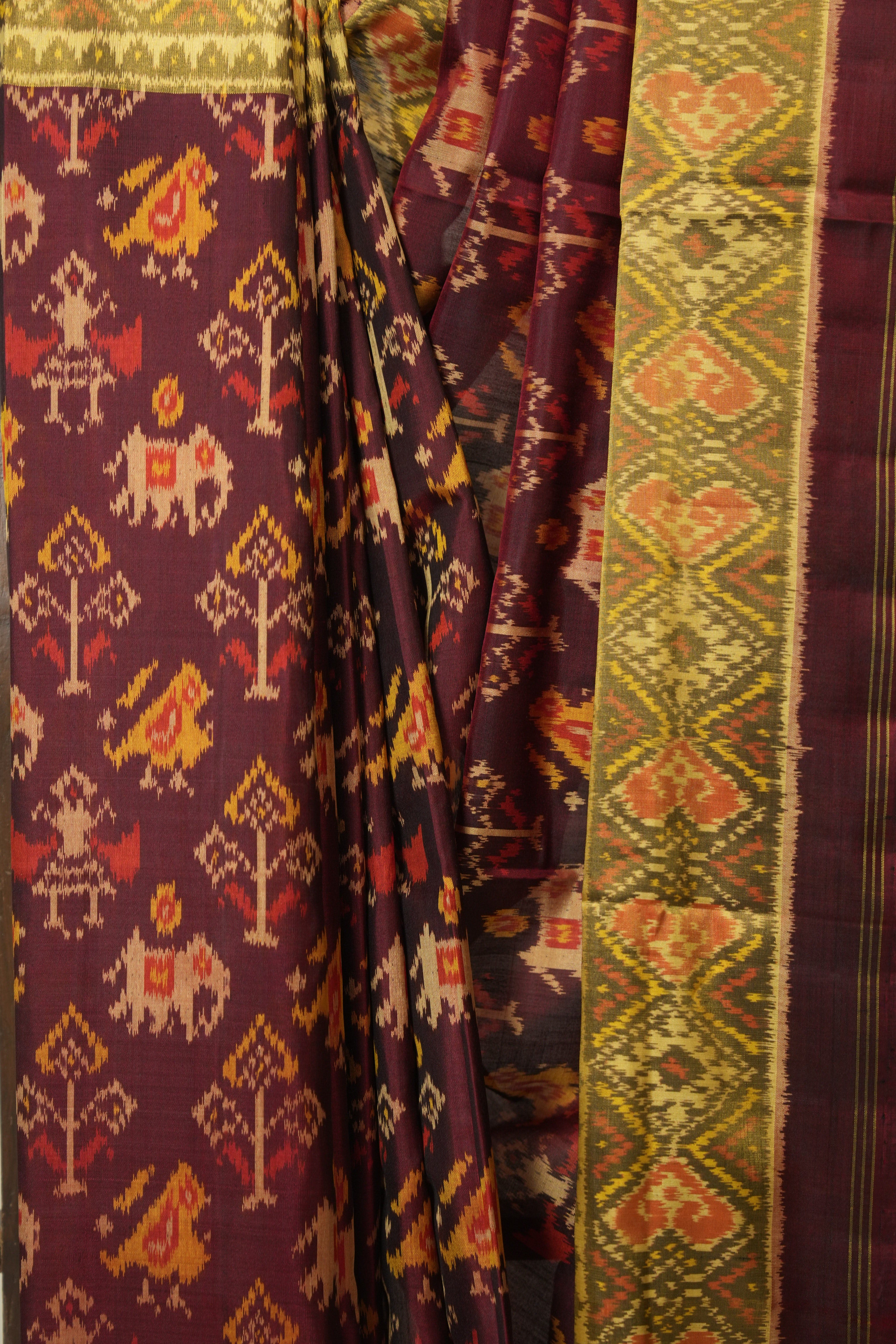 Maroon Rajkot Patola Silk Saree - SRMRPSS584
