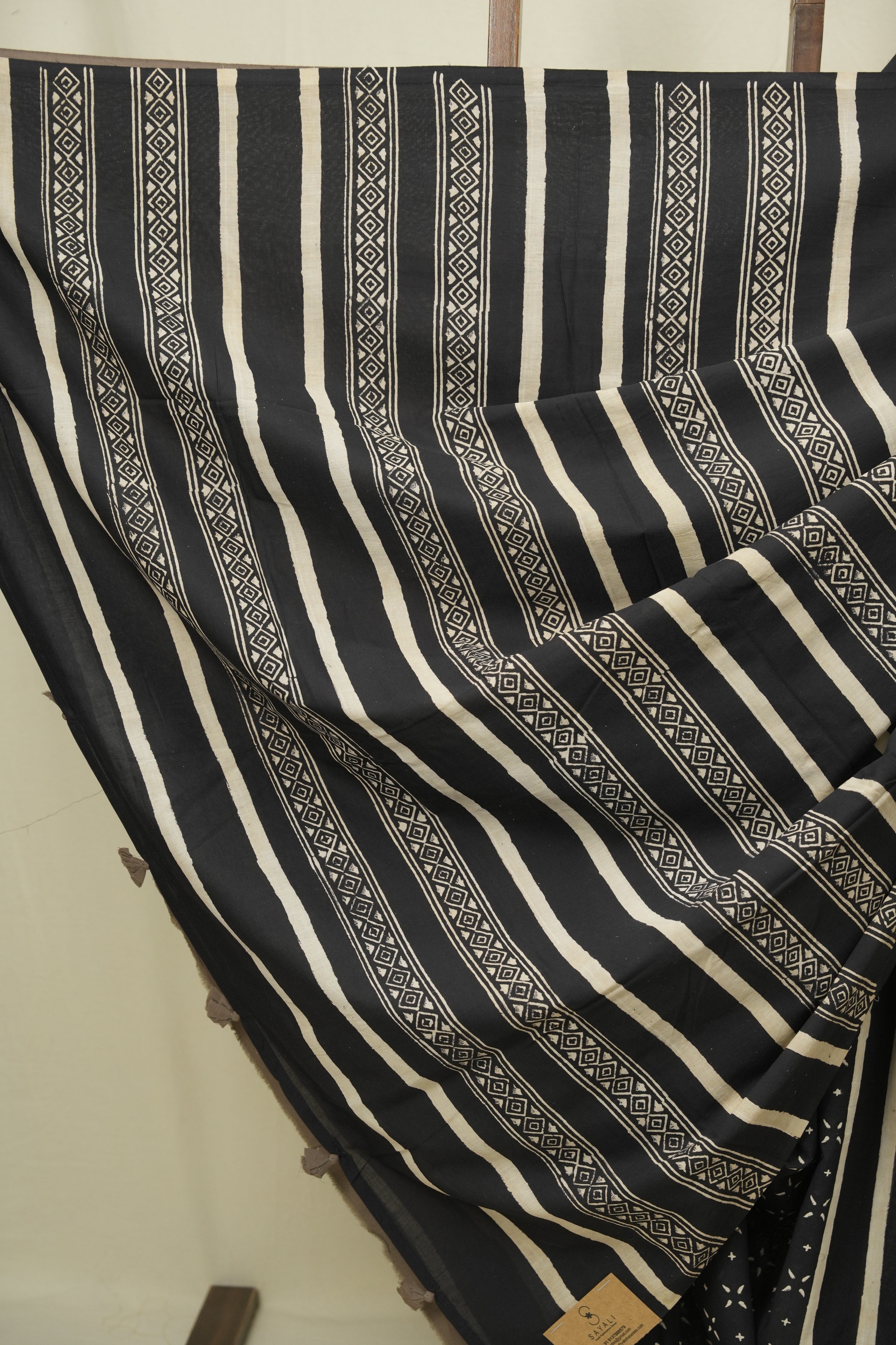 Black HBP Cotton Saree - SRBCS3473