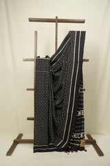 Black HBP Cotton Saree - SRBCS3468