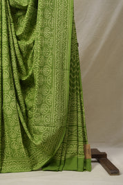 Parrot Green HBP Cotton Saree - SRPGCS3132