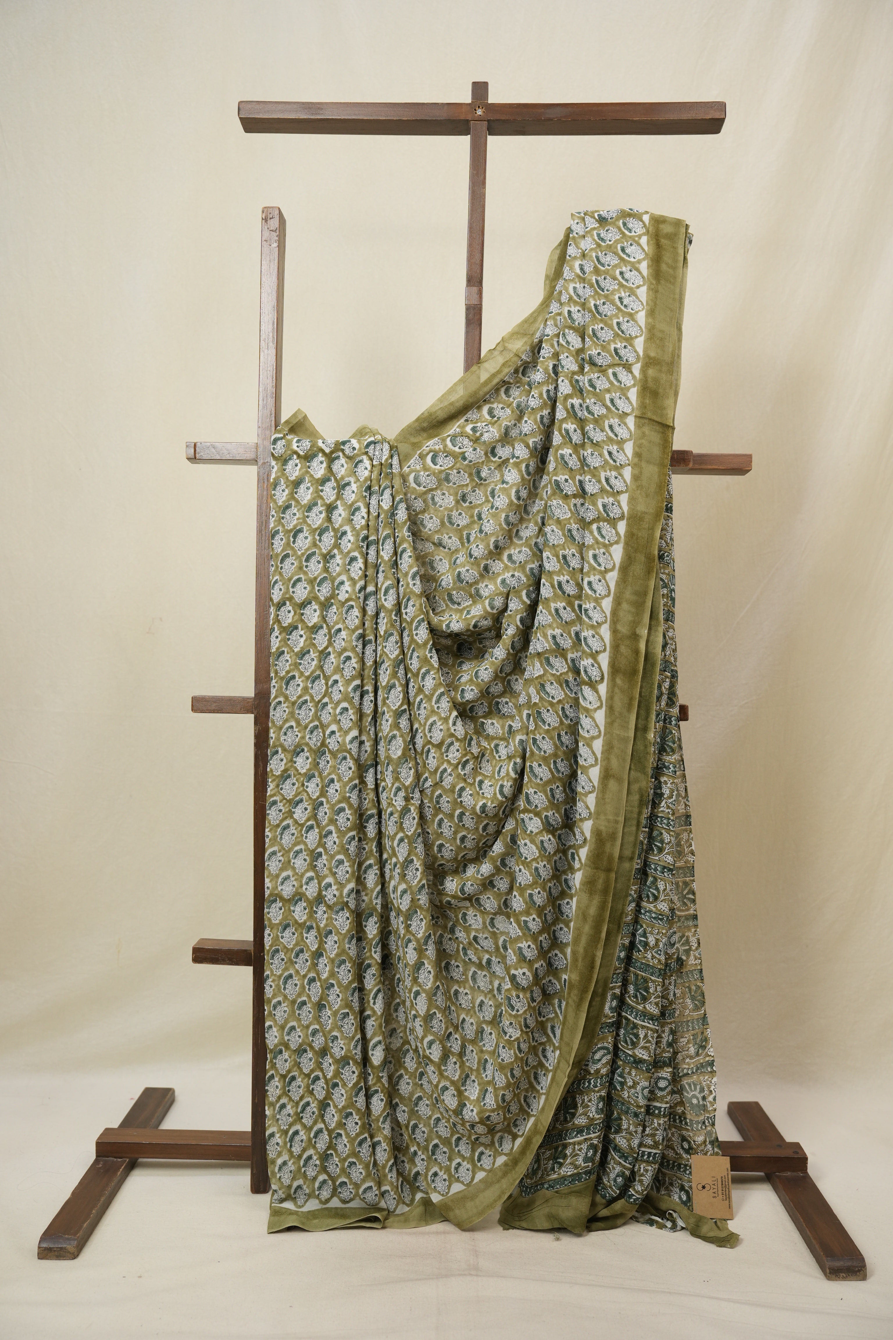 Olive Green HBP Georgette - SROGHGS40