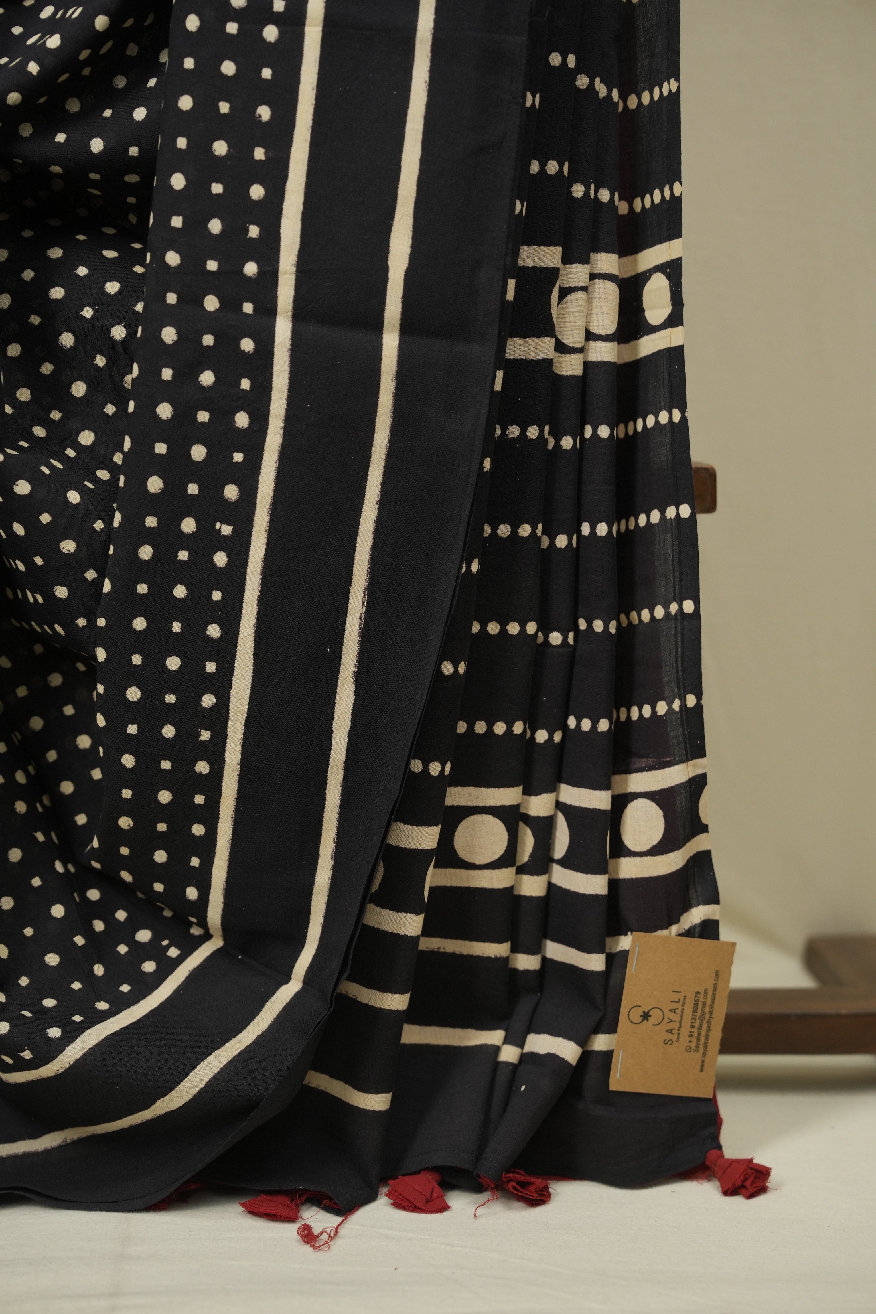 Black HBP Cotton Saree - SRBCS3468