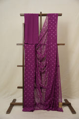 Plum Cotton Bandhani Saree - SRPMCBS282