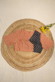 Angarakha Neck Light Brown-Black HBP Cotton Blouse-SRSANLBBB2