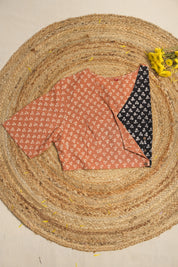 Angarakha Neck Light Brown-Black HBP Cotton Blouse-SRSANLBBB2