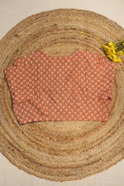 Angarakha Neck Light Brown-Black HBP Cotton Blouse-SRSANLBBB2