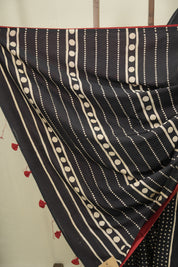 Black HBP Cotton Saree - SRBCS3468
