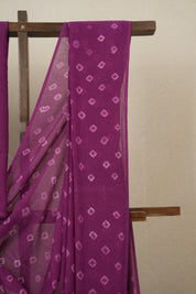 Plum Cotton Bandhani Saree - SRPMCBS282