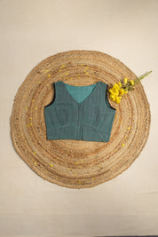 Green Sleeveless Kala Cotton Blouse - SRGSKCB3