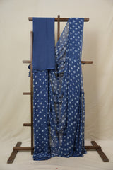 Indigo Cotton Bandhani Saree - SRIMCBS281