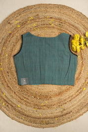 Green Sleeveless Kala Cotton Blouse - SRGSKCB3
