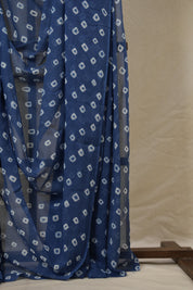 Indigo Cotton Bandhani Saree - SRIMCBS281