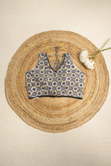 Off White HBP Cotton Sleeveless Ajrakh Blouse - SROWCAB1