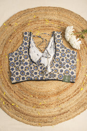 Off White HBP Cotton Sleeveless Ajrakh Blouse - SROWCAB1