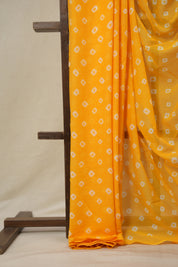 Mango Yellow Cotton Bandhani Saree - SRMYMCBS283