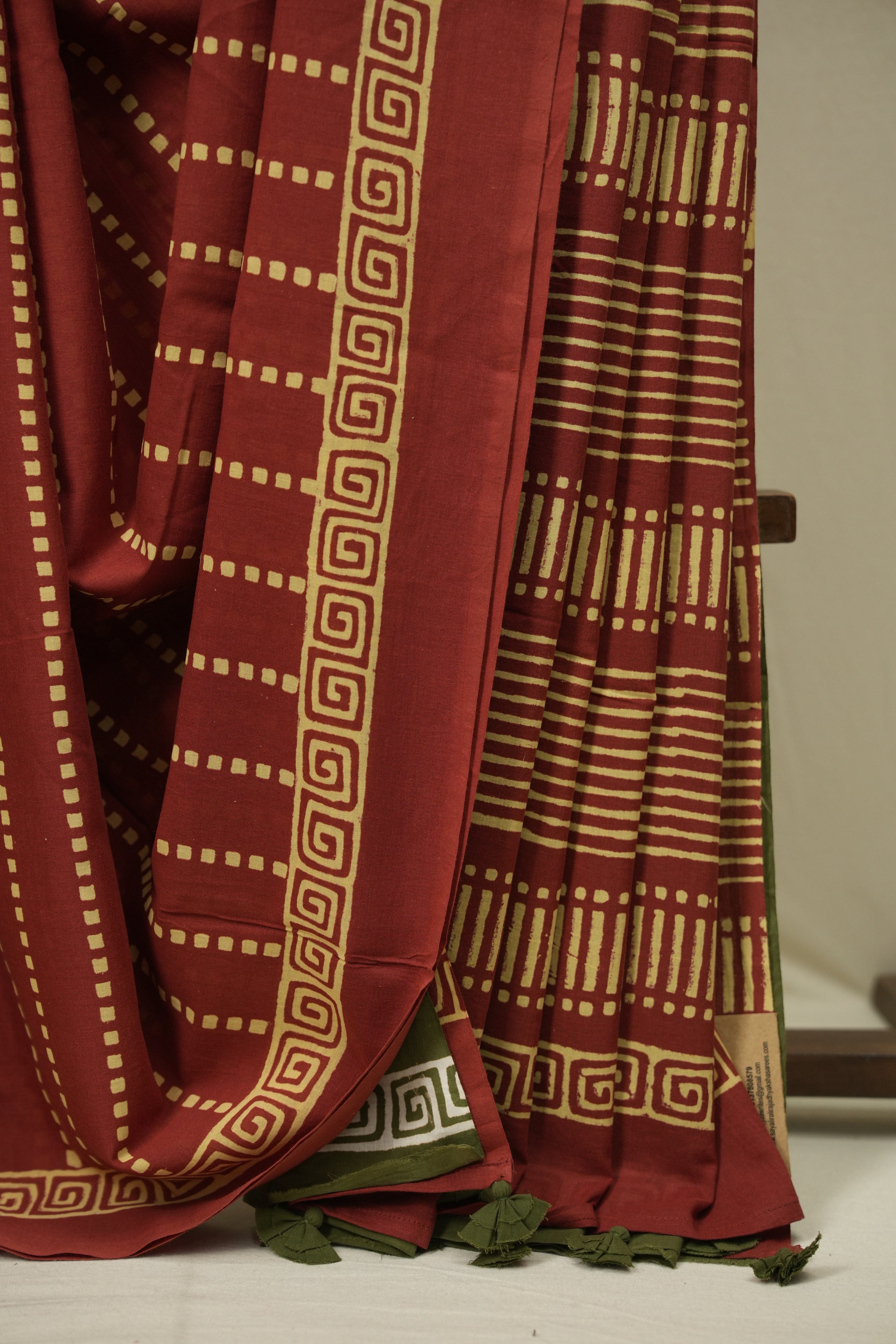 Rust HBP Cotton Saree - SRRCS3467