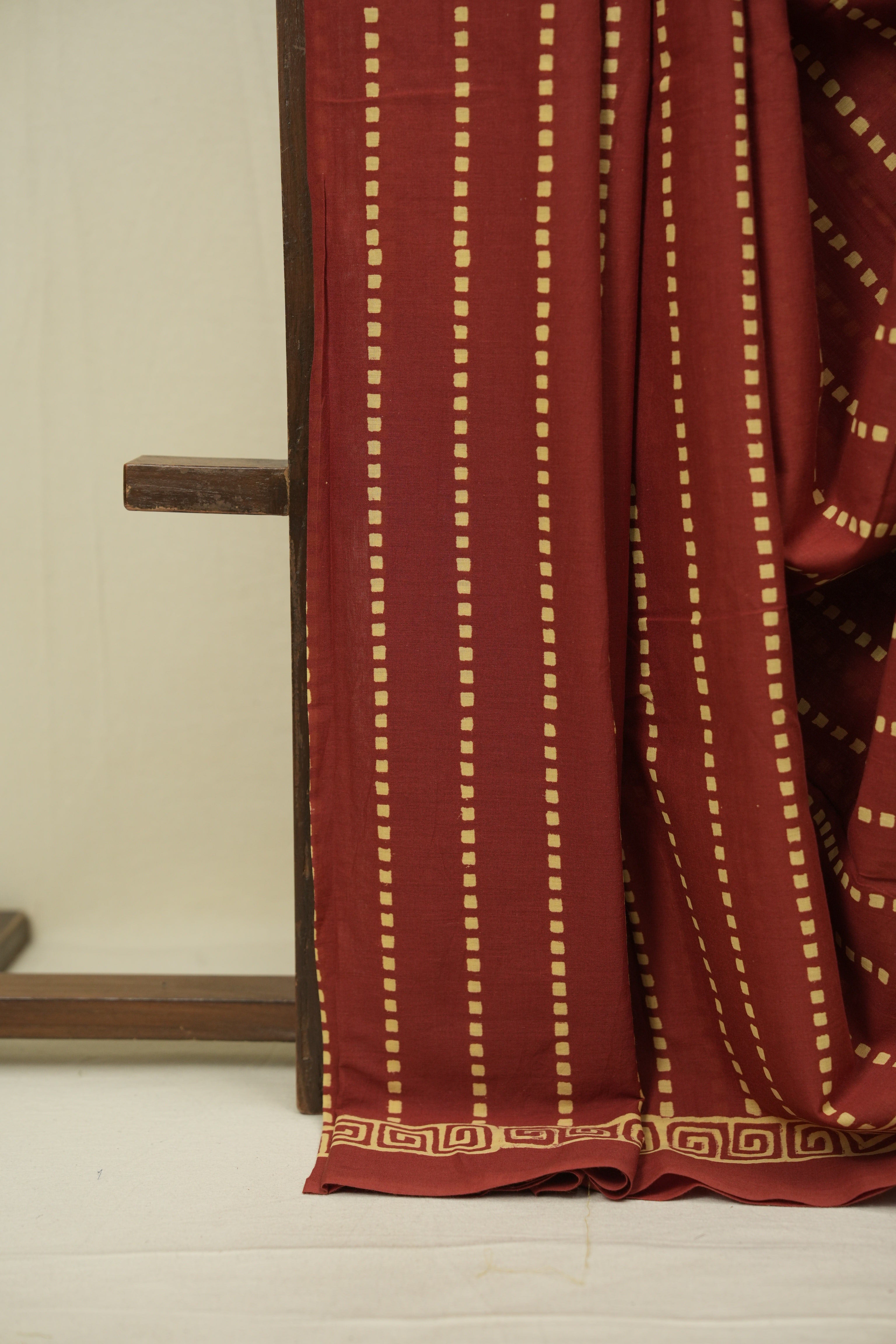Rust HBP Cotton Saree - SRRCS3467