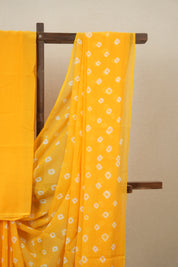 Mango Yellow Cotton Bandhani Saree - SRMYMCBS283