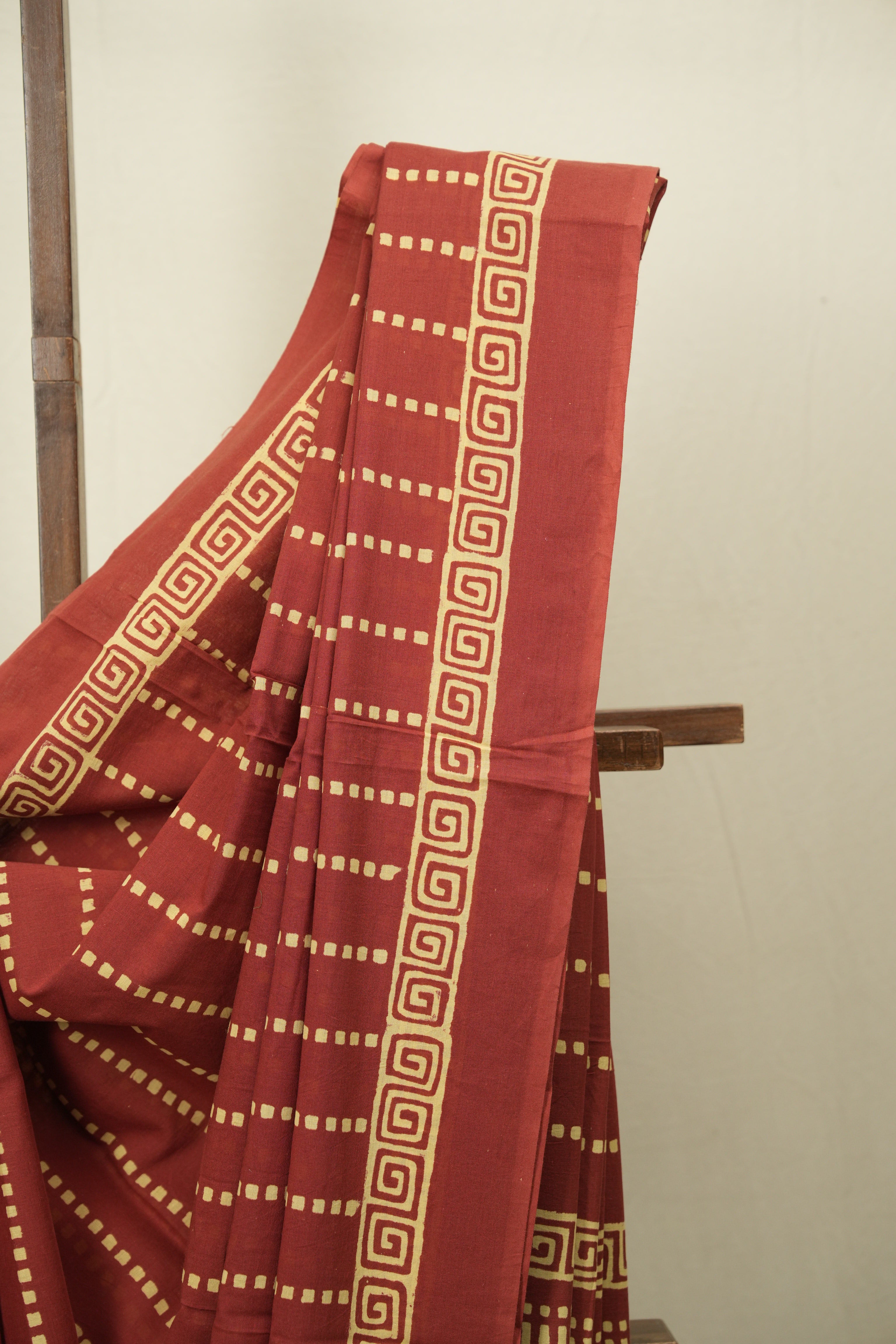 Rust HBP Cotton Saree - SRRCS3467