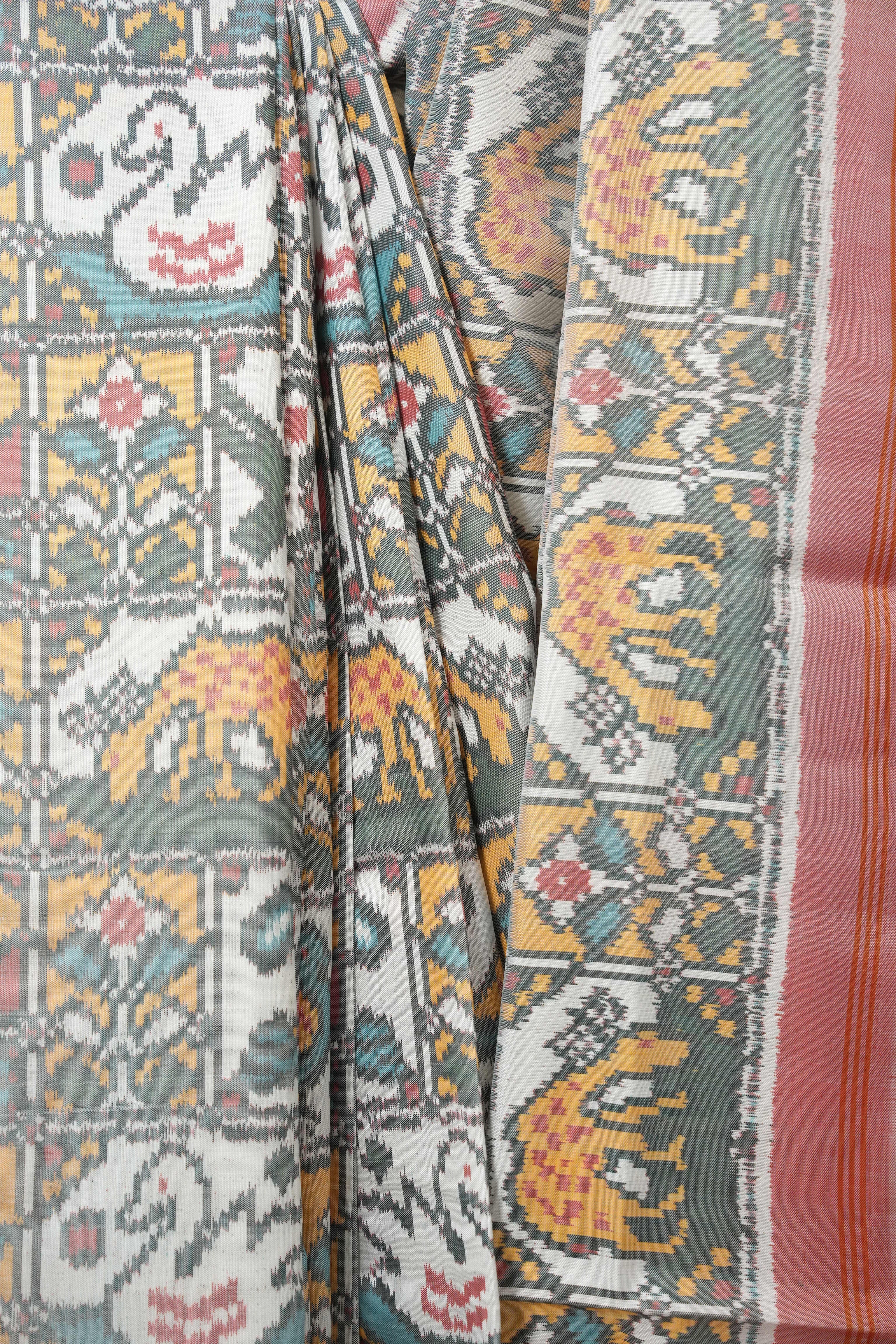 White Rajkot Patola Silk Saree - SRWRPSS583