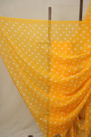 Mango Yellow Cotton Bandhani Saree - SRMYMCBS283