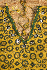 Dark Yellow HBP Cotton Sleeveless Ajrakh Blouse - SRDYCAB3