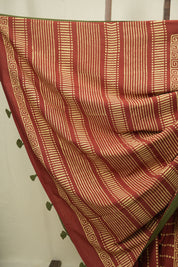 Rust HBP Cotton Saree - SRRCS3467