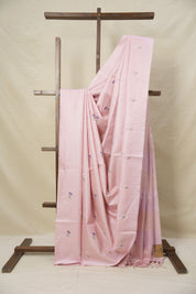 Rose Pink Machine Embroidered Tussar Silk Saree - SRRPMETSS1520